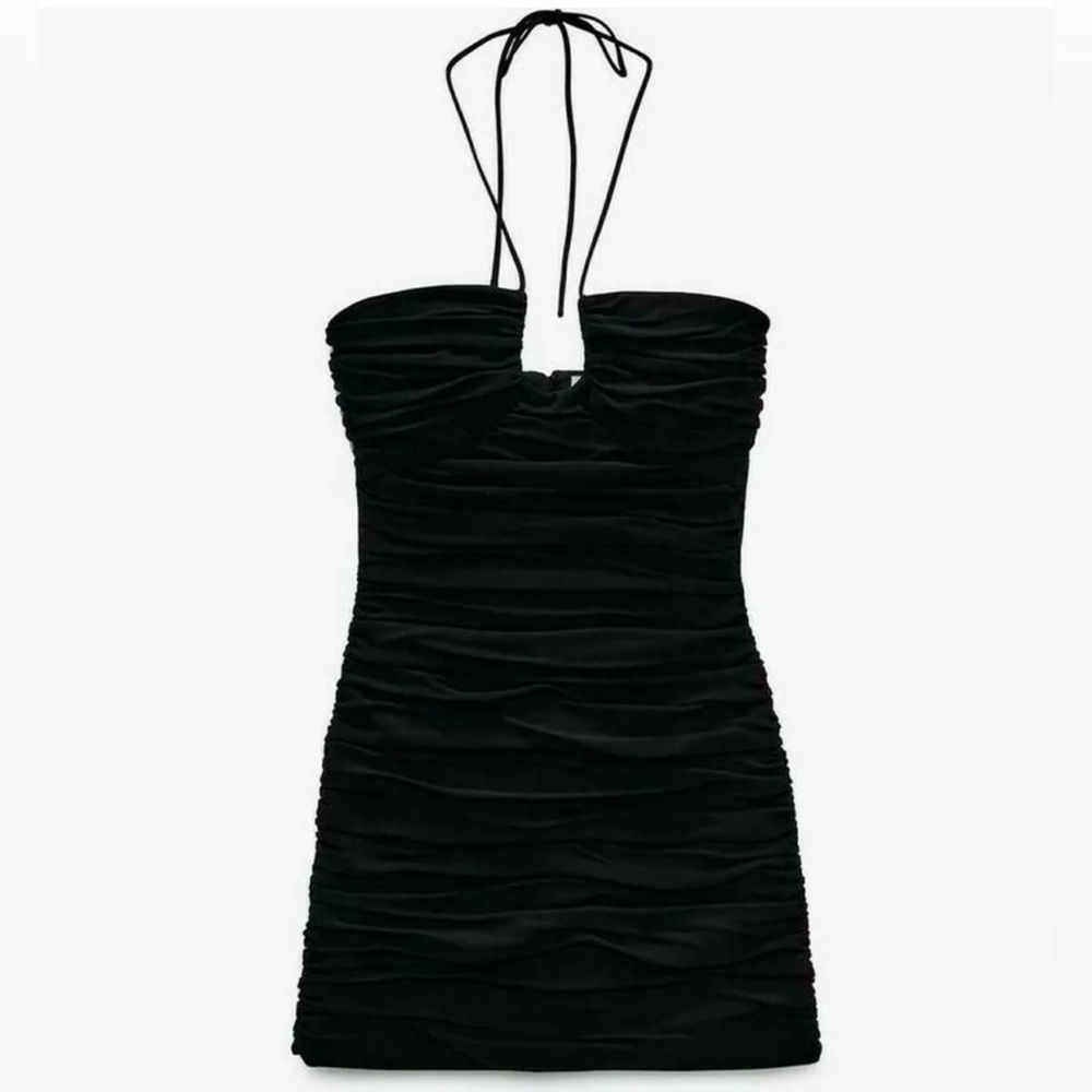 Zara Black Halter Mini Dress